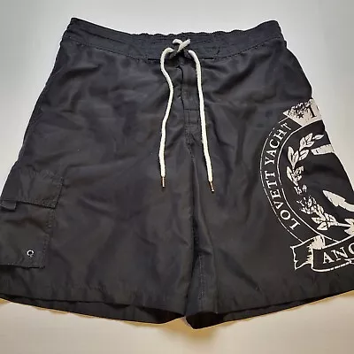 Merona Swim Trunks Mens L Black Yacht Club Shorts Swimming 🐸35 • $8.40