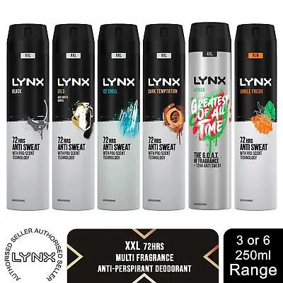 Lynx XXL 72-Hour Sweat Protection Anti-Perspirant Deodorant 3 Or 6 Pack 250ml • £14.99