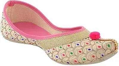 New Pink Women Jutti Mojari Sandal Punjabi Shoe Handmade Slippers Flipflop Girls • $18.79