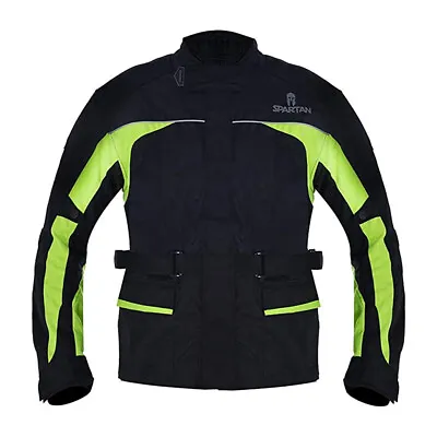 Oxford Spartan Waterproof Textile Motorcycle Long Jacket Men's Hi-Viz And Black • $48.99