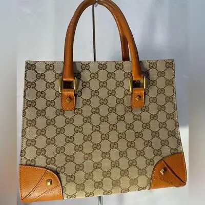 Gucci Nailhead Medium GG Canvas Monogram Tote Bag Orange • $695