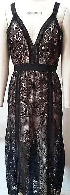 ALICE MCCALL  Black Cut-out Embroidery Dress. Size 12 Nude Lining New W Tags • $59.99