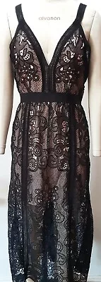 ALICE MCCALL  Black Cut-out Embroidery Dress. Size 12 Nude Lining New • $39.99