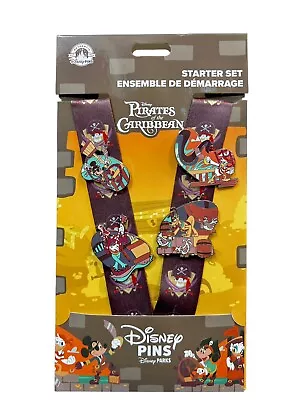 Disney Parks Mickey Pirates Caribbean Pin Trading Lanyard Starter 5 Pc. Set NEW • $20.87