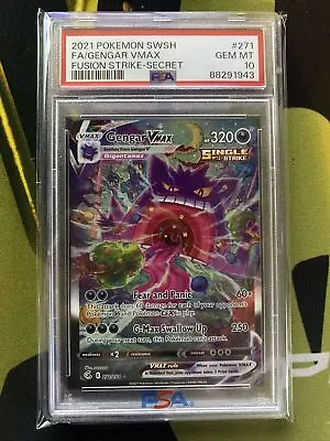 2021 Pokémon Fusion Strike Gengar VMAX 271/264 Alt Art PSA 10 Get Mint • $775