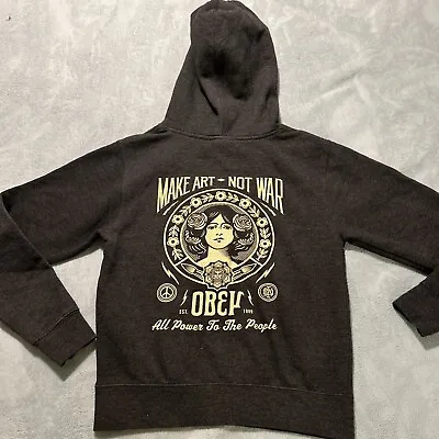 Obey Women Sweatshirt Extra Small XS Gray Hoodie Logo Make Art Not War Pullover • $19.99