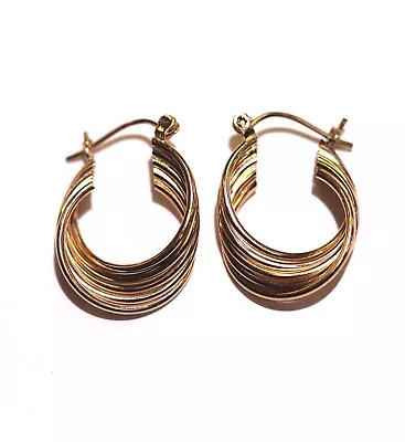 14k Yellow Gold Tube Hoop Huggie Hollow Earrings 1.9g 7/8  Estate Vintage 90's • $99.99