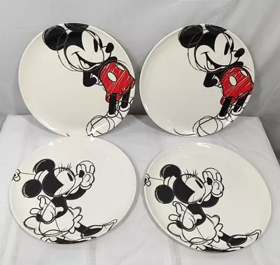 Zak Designs Mickey Minnie Mouse Sketch Plates Lot Of 4 Melamine Plastic 10  • $19.95