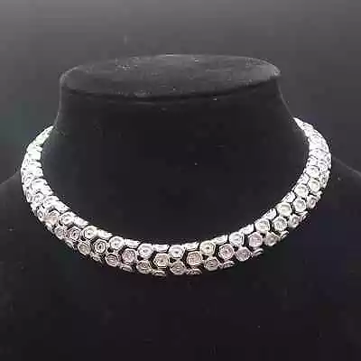 CHunky Silver Tone Necklace Vintage Monet SIgned Costume Jewelry • $25