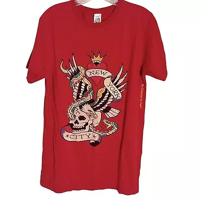 Ed Hardy Christian Audigier Red Skull New York City Streetwear T-Shirt Medium • $35