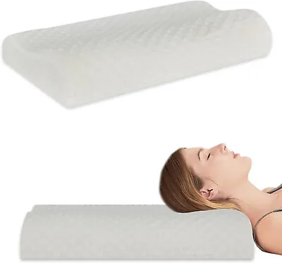 Orthopedic Memory Foam Contour Cervical Pillow Gel Firm Head Neck Back White • £7.45