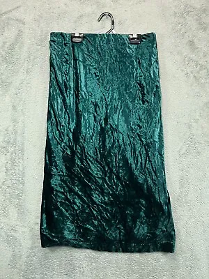 Ann Taylor Petite Crush Velvet Skirt Womens PS Small Green Midi Pull On Split • $17.84