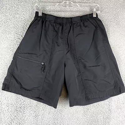 LL Bean Cycling Shorts Mens M Black Padded Cargo Zip Lined Nylon Mountain Biking • $17.99