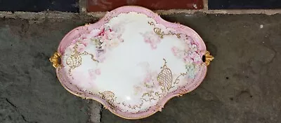 Lovely Antique French German Porcelain Perfume Vanity Tray Roses & Raised Gold • $69.99