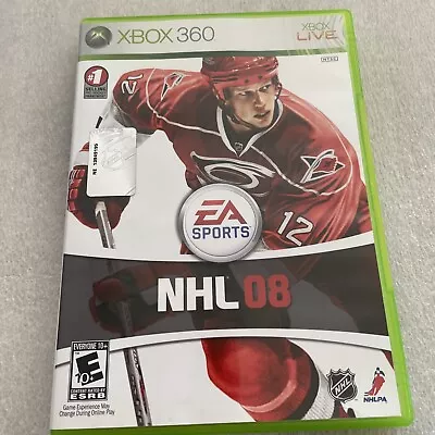 NHL 08 (Microsoft Xbox 360 2007)  PRISTINE INCLUDES ORIGINAL CASE & DISC Tested • $5.19