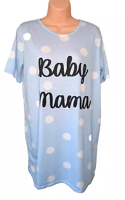 Boohoo Baby Mama Maternity Nightdress Blue White Spots Size UK8 • £5.99