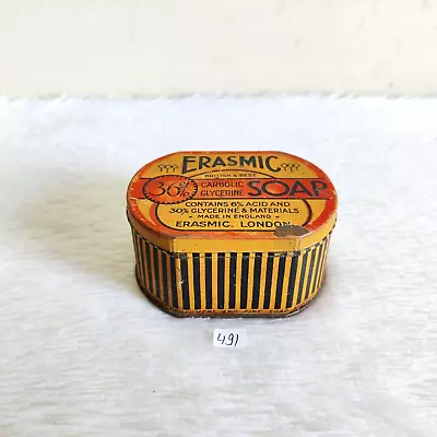 1930s Vintage British Best Erasmic Soap Advertising Litho Tin Box London 491 • $40.20