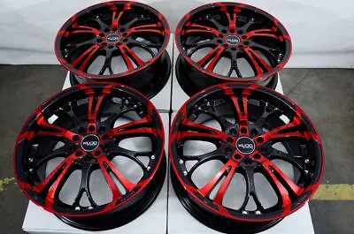 Kudo Racing Defuse 17x7 5x100 5x114.3 Black W/Red Face Chrome Rivets Wheels Rims • $759