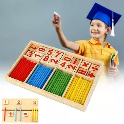 UK Wooden Math Counting Blocks Sticks Educational Learning Abacus Kids Toys Gift • £6.99