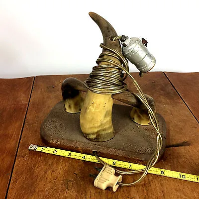 Antique Vtg Horn Wall Light Lamp Pull Mountain Forest Cabin Decor Sconce 1920's • $339.99