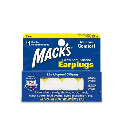 Mack's Pillow Soft Silicone Putty Ear Plugs - Pack Of 2 Or 6 • £3.95