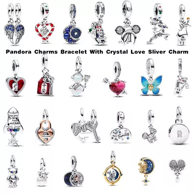 Bracelet Charms With Crystal Love 925 Silver Charm Fits All Bracelets Women Gift • $12.17