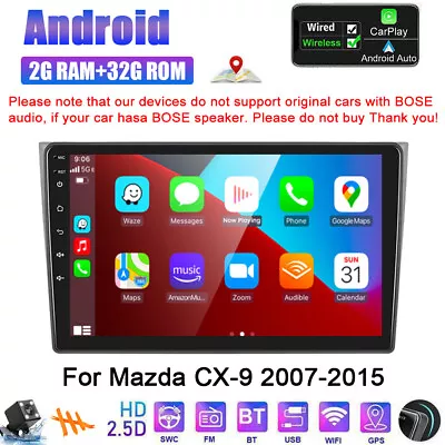 Android 12 32GB Car Stereo Wifi Radio GPS Navi CarPlay For Mazda CX-9 2007-2015 • $118.99