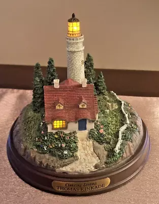 Thomas Kinkade  Clearing Storms  Lighted Miniature House & Lighthouse Figurine • $12.95