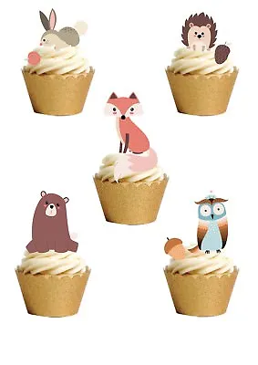 18 STAND UP Woodland Animals Countryside Edible Wafer Paper Cake Toppers  • £2.49