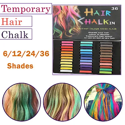 6/12/24/36 Unicorn Hair Chalk Temporary Hair Dye Colour Soft Pastels Salon Kit • £43.59