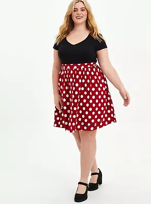 Torrid Disney Minnie Mouse Red Polka Dot Skater Dress Dress Plus Size 1 1X • $49.99