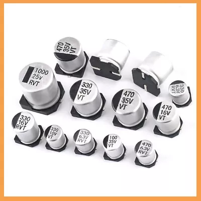 SMD Aluminium Electrolytic Capacitors 6.3V - 50V Different Values Available • $3.29