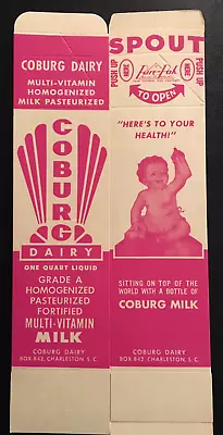 1950's Coburg Dairy Milk Carton With A Baby & Art Deco Design  New Old Stock  • $11