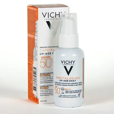 Vichy Capital Soleil UV - AGE DAILY TINTED. Anti Photo Ageing Water Fluid 40ml • $23.99