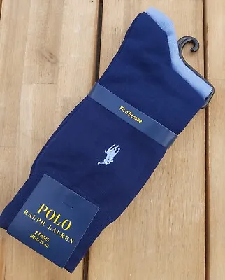 2 PAIRS : POLO RALPH LAUREN Fil D'Ecosse NAVY AQUA Cotton Ankle SOCKS 39-42 RL4 • £27.99