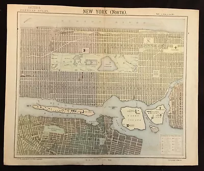 £75 • Buy New York C.1883 Map Of North Manhattan By Letts