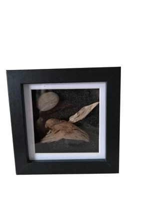 £13.99 • Buy Driftwood And Pebble Wall Art, Night Flight, Bird, Handmade Unique Gift 