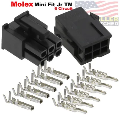 Molex 6-Pin Black Connector Pitch 4.20mm W/18-24 AWG Mini-Fit Jr  • $8.12