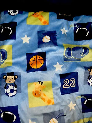 NoJo Little Bedding Blue Monkey Sports Baby Blanket • $37.79