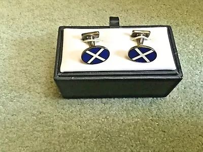 Hackett Of London Mens Cufflinks Featuring The Scottish Saltire. Unworn • £22