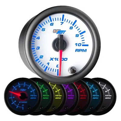 2 1/16  GlowShift White 7 Color Series Tachometer Tach RPM Gauge Meter • $64.99