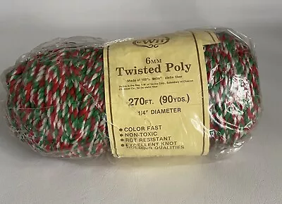 Wii 6MM Twisted Poly Red Green White Cord 270 Ft Vintage New Unopened Crafting • $5