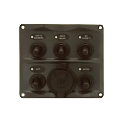 YIS Marine 12/24v IP66 Waterproof 5 Way Toggle Switch Panel With 12v Socket • £31.99