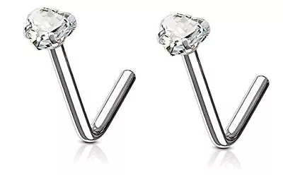  Heart Nose Ring Heart Nose Stud L Nose Rings Heart Nose Silver Tone (2pcs) • $20.53