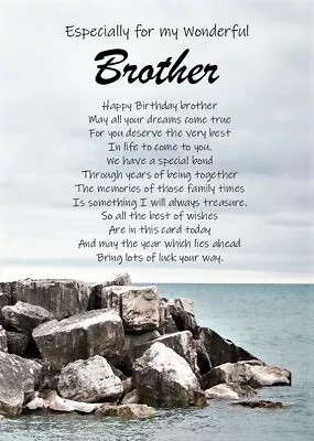 'For My Wonderful Brother' - A5 Birthday Card For Special Brother Keepsake Love • £3.99