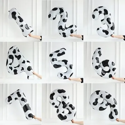 40  Cow Number Balloons 0-9 Cowboy Print Cowgirl Theme Aluminum Foil Balloon • £1.89