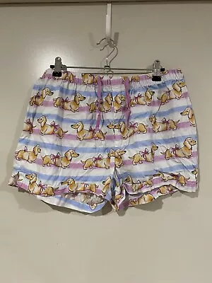 Peter Alexander Dachshund White Pink Blue Pyjama Shorts Size L • $19.95