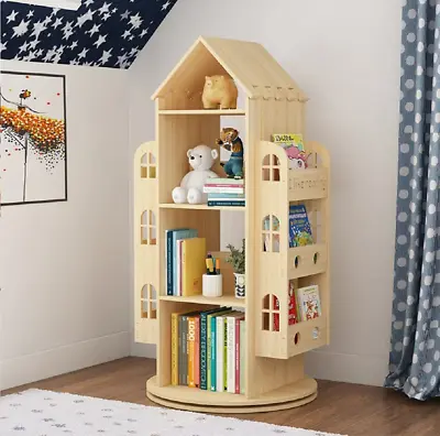 $297.23 • Buy Rotating Bookshelf 360 Display Floor Standing Bookcase Storage Rack For Kids Chi