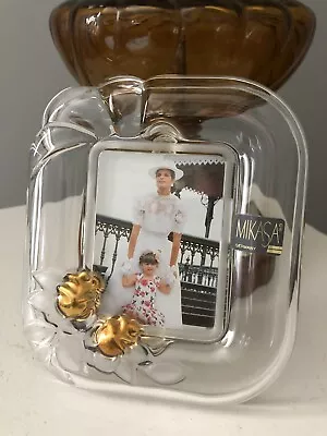 Mikasa Crystal Picture Frame Gold Flowers Small Wedding New Baby  Christening • $13