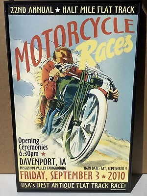 22nd Annual Davenport IA Half Mile Flat Track Race Poster #2138 • $5